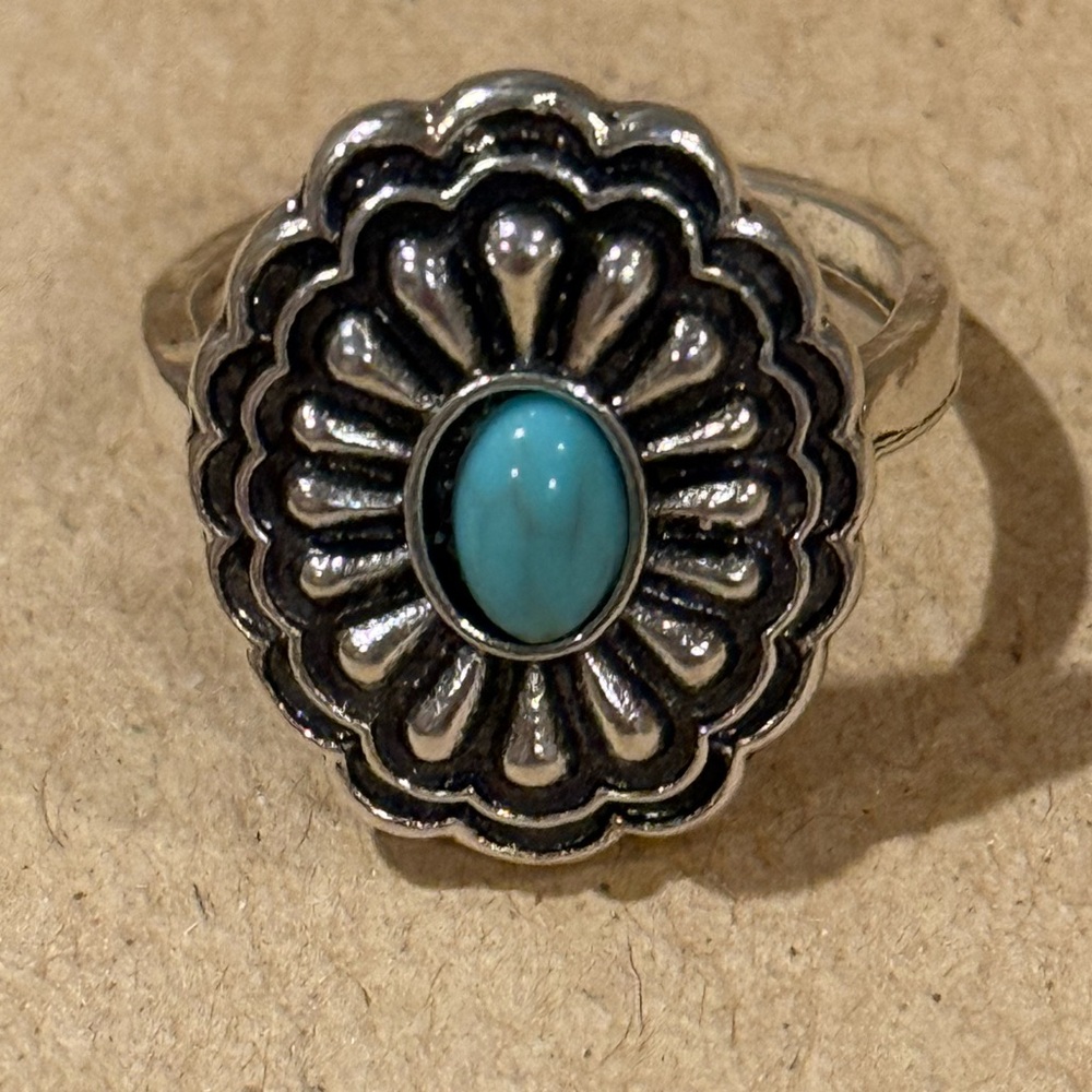 NEW Silver and Turquoise Ring Size 7
